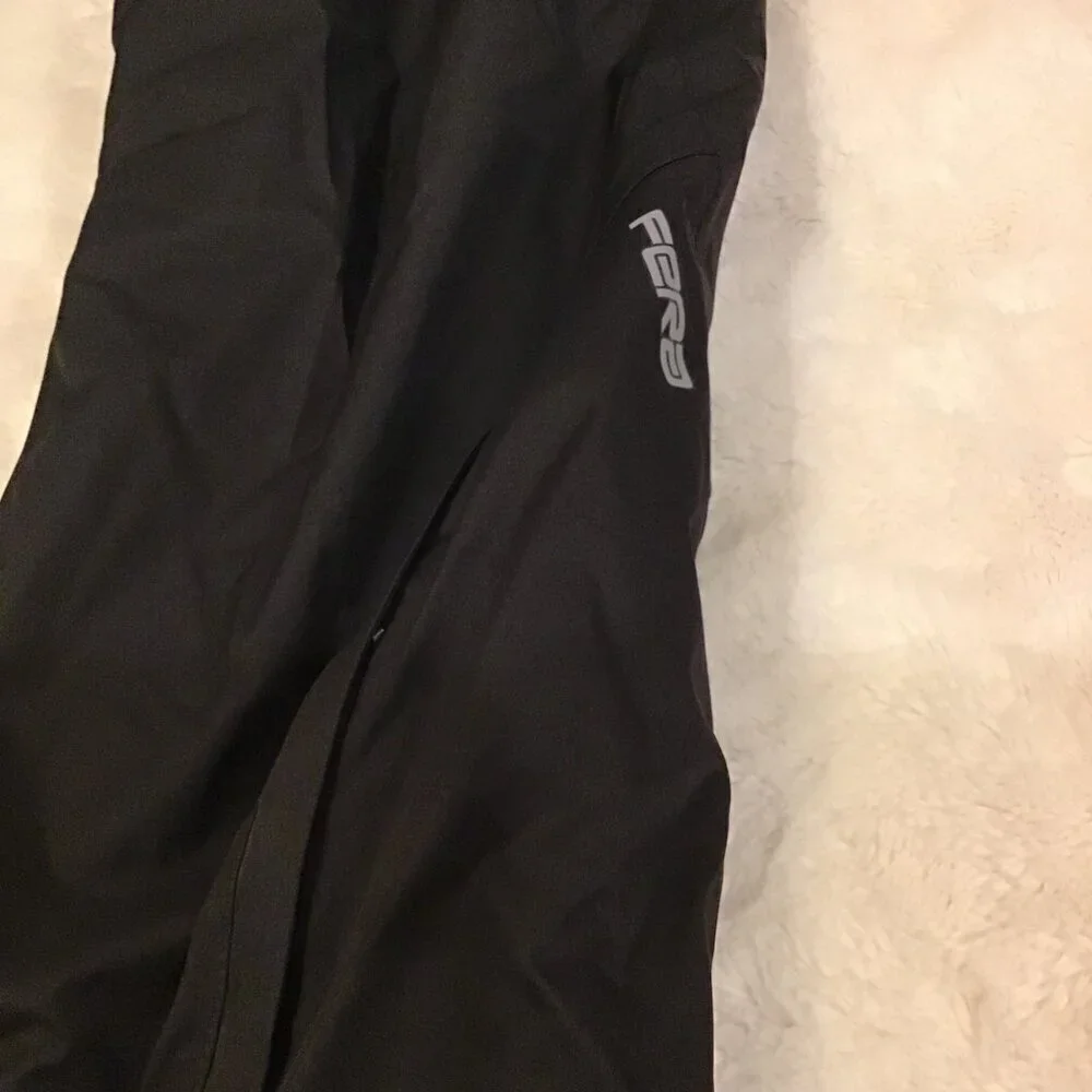 FERA 32R Men’s Ski Snow Pants Black Thermolite Pockets Zip Fly 2-Snap Logo
